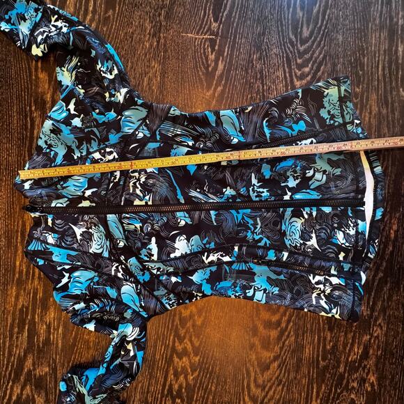 Lululemon Define Jacket Womens Size 8 Black Teal Print Full Zip Athletic - Picture 11 of 13